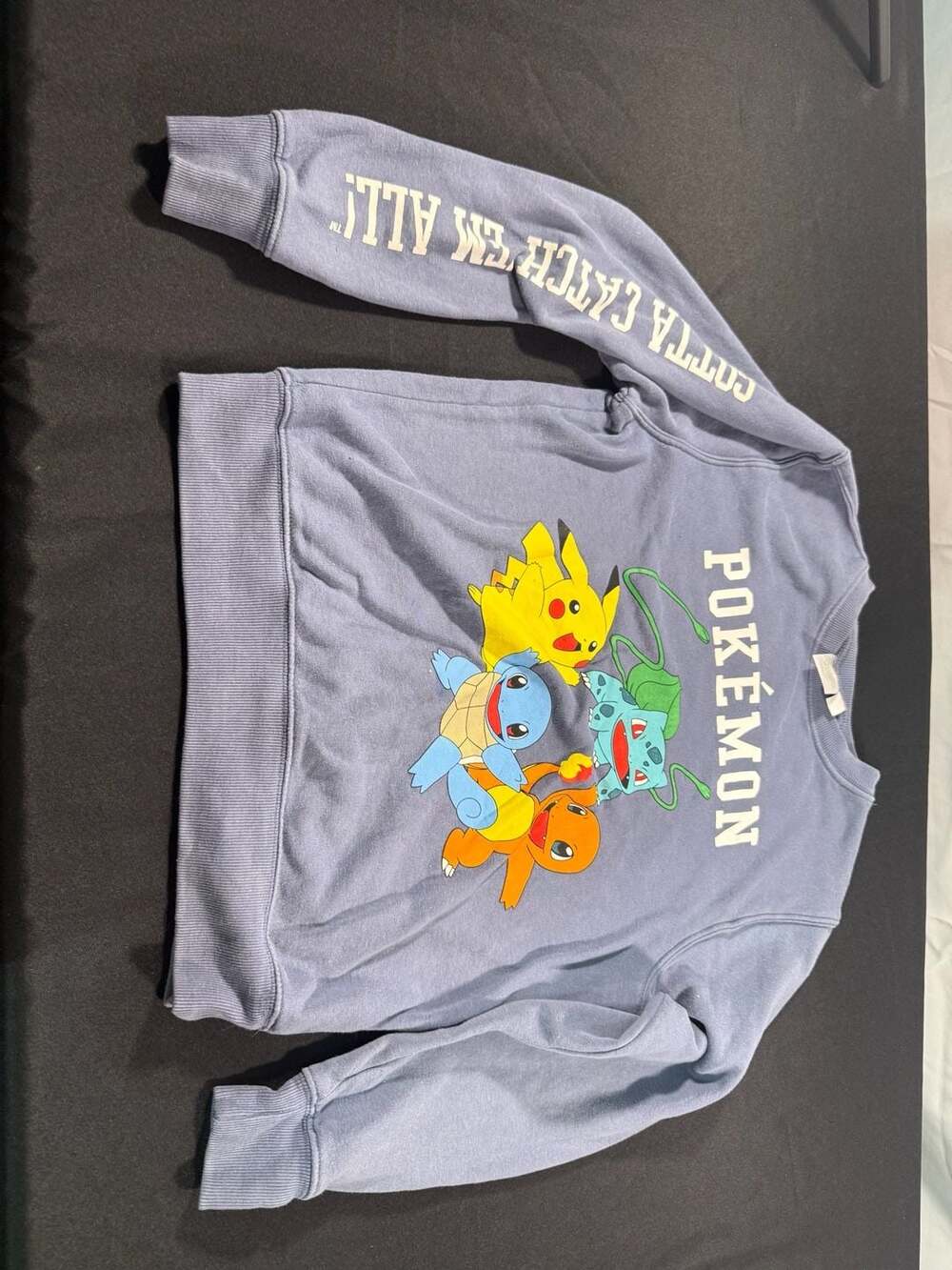 Pokémon Character Graphic Crewneck Sweatshirt with Gotta Catch 'Em All Sleeve De